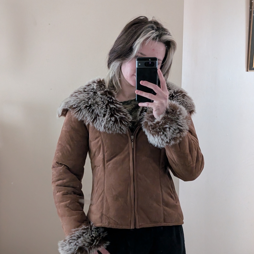 LPA Brown Teddy Jacket with Faux Fur Collar